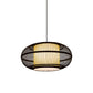 Black Oval Ceiling Hanging Lantern Chinese 1 Bulb Bamboo Pendant Lamp with Ancient Riverside Town Print, 19.5"/23.5" W Clearhalo 'Ceiling Lights' 'Modern Pendants' 'Modern' 'Pendant Lights' 'Pendants' Lighting' 1958006