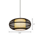 Black Oval Ceiling Hanging Lantern Chinese 1 Bulb Bamboo Pendant Lamp with Ancient Riverside Town Print, 19.5"/23.5" W Clearhalo 'Ceiling Lights' 'Modern Pendants' 'Modern' 'Pendant Lights' 'Pendants' Lighting' 1958009