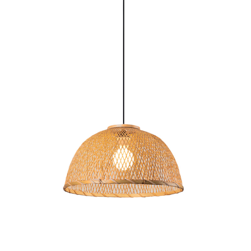 Bottle/Bell/Dome Bamboo Pendant Lamp Asia 1-Light Beige Suspended Lighting Fixture for Dining Room Clearhalo 'Ceiling Lights' 'Modern Pendants' 'Modern' 'Pendant Lights' 'Pendants' Lighting' 1958053