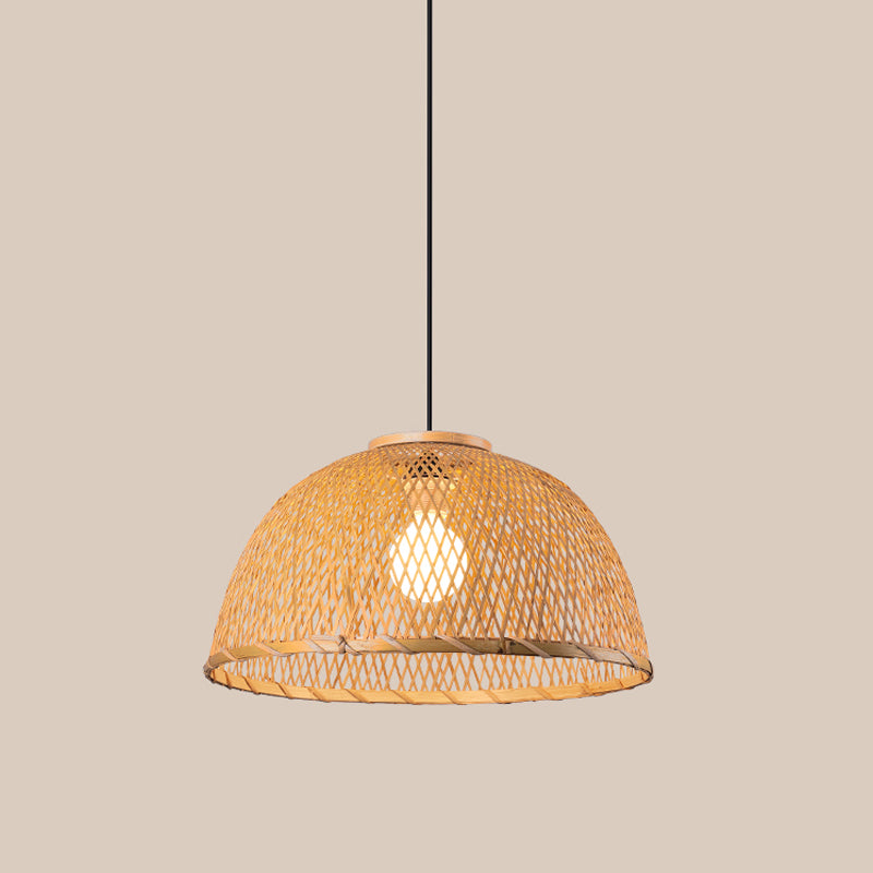 Bottle/Bell/Dome Bamboo Pendant Lamp Asia 1-Light Beige Suspended Lighting Fixture for Dining Room Clearhalo 'Ceiling Lights' 'Modern Pendants' 'Modern' 'Pendant Lights' 'Pendants' Lighting' 1958054