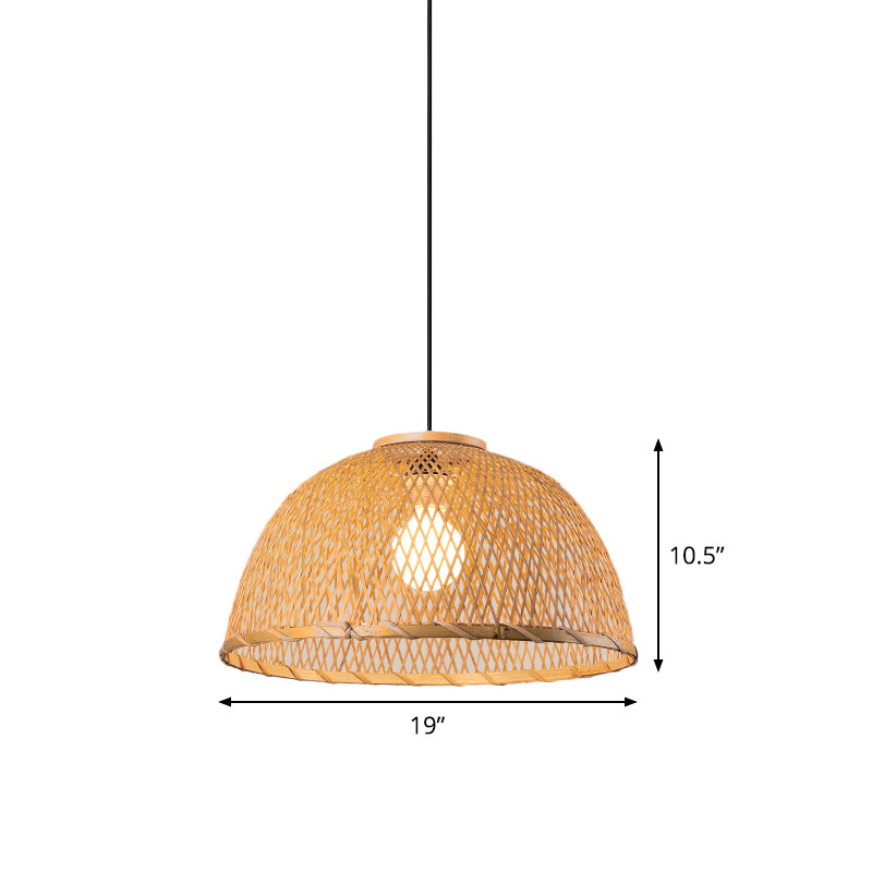Bottle/Bell/Dome Bamboo Pendant Lamp Asia 1-Light Beige Suspended Lighting Fixture for Dining Room Clearhalo 'Ceiling Lights' 'Modern Pendants' 'Modern' 'Pendant Lights' 'Pendants' Lighting' 1958055
