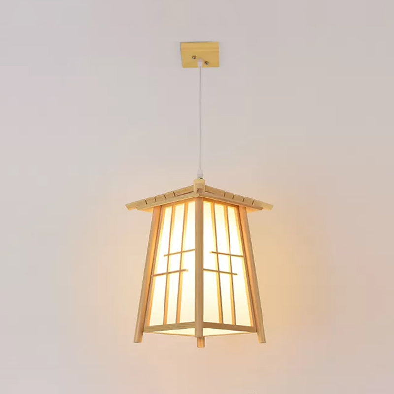 Rustic House Shaped Pendant Lighting Bamboo 1 Head Tearoom Hanging Ceiling Light in Brown Clearhalo 'Ceiling Lights' 'Modern Pendants' 'Modern' 'Pendant Lights' 'Pendants' Lighting' 1958115