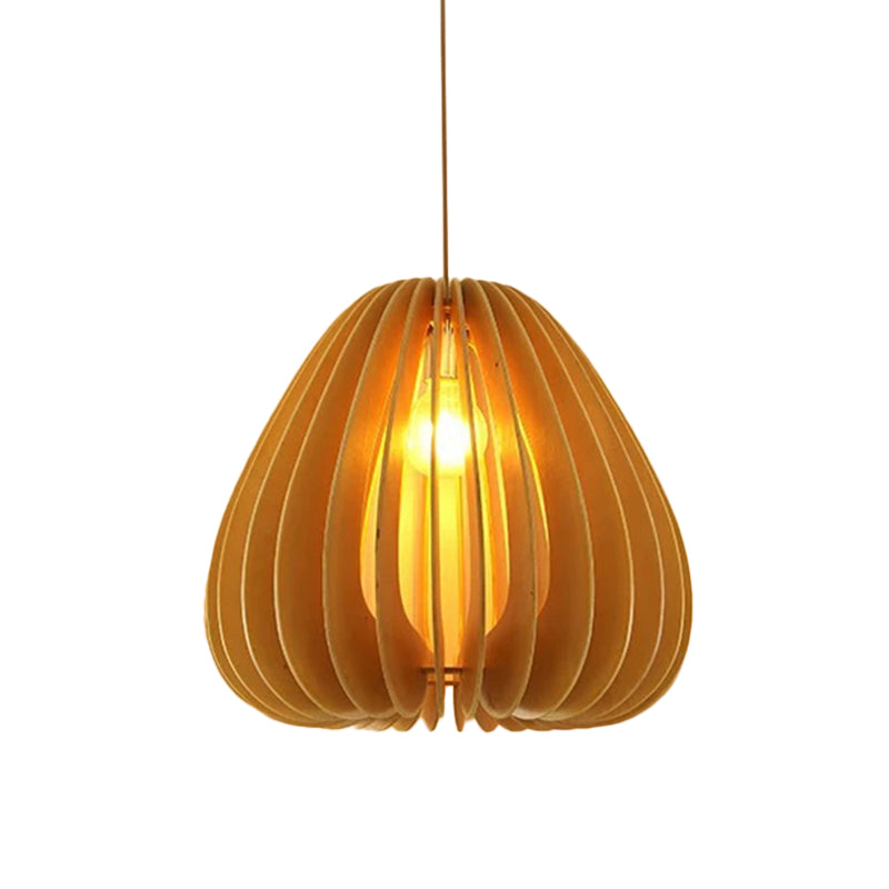 Globe/Oval/Pumpkin Bamboo Pendant Light Modern 1-Light Beige Suspended Lighting Fixture over Dining Table Beige D Clearhalo 'Ceiling Lights' 'Modern Pendants' 'Modern' 'Pendant Lights' 'Pendants' Lighting' 1958121