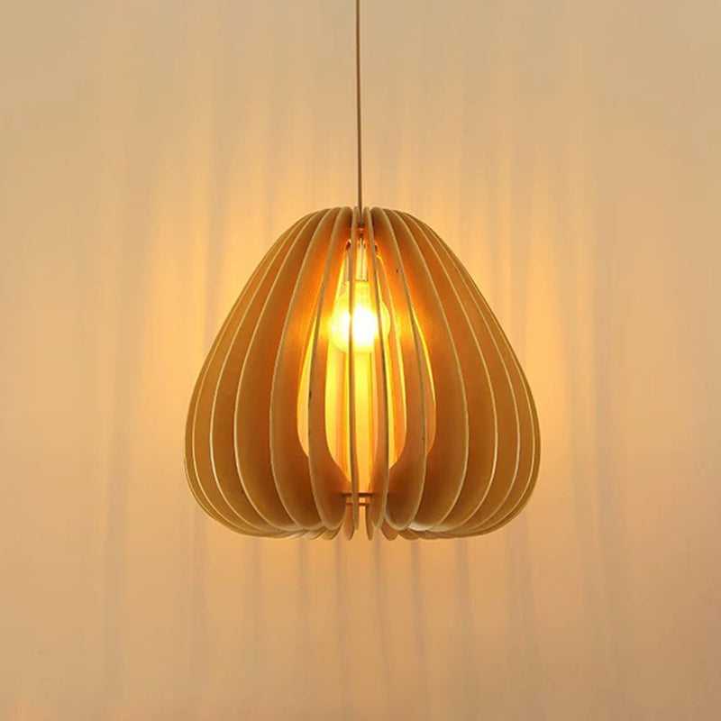 Globe/Oval/Pumpkin Bamboo Pendant Light Modern 1-Light Beige Suspended Lighting Fixture over Dining Table Clearhalo 'Ceiling Lights' 'Modern Pendants' 'Modern' 'Pendant Lights' 'Pendants' Lighting' 1958122