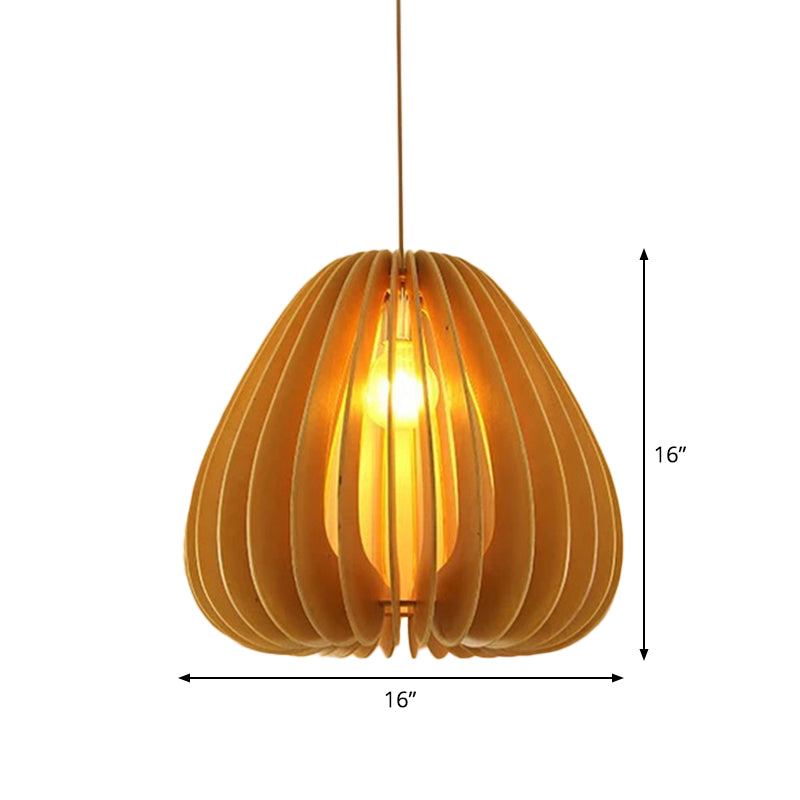 Globe/Oval/Pumpkin Bamboo Pendant Light Modern 1-Light Beige Suspended Lighting Fixture over Dining Table Clearhalo 'Ceiling Lights' 'Modern Pendants' 'Modern' 'Pendant Lights' 'Pendants' Lighting' 1958123