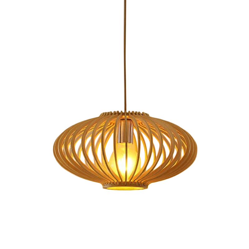 Globe/Oval/Pumpkin Bamboo Pendant Light Modern 1-Light Beige Suspended Lighting Fixture over Dining Table Beige E Clearhalo 'Ceiling Lights' 'Modern Pendants' 'Modern' 'Pendant Lights' 'Pendants' Lighting' 1958124