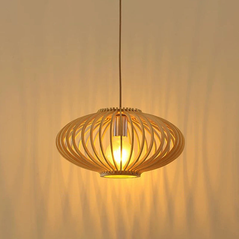 Globe/Oval/Pumpkin Bamboo Pendant Light Modern 1-Light Beige Suspended Lighting Fixture over Dining Table Clearhalo 'Ceiling Lights' 'Modern Pendants' 'Modern' 'Pendant Lights' 'Pendants' Lighting' 1958125