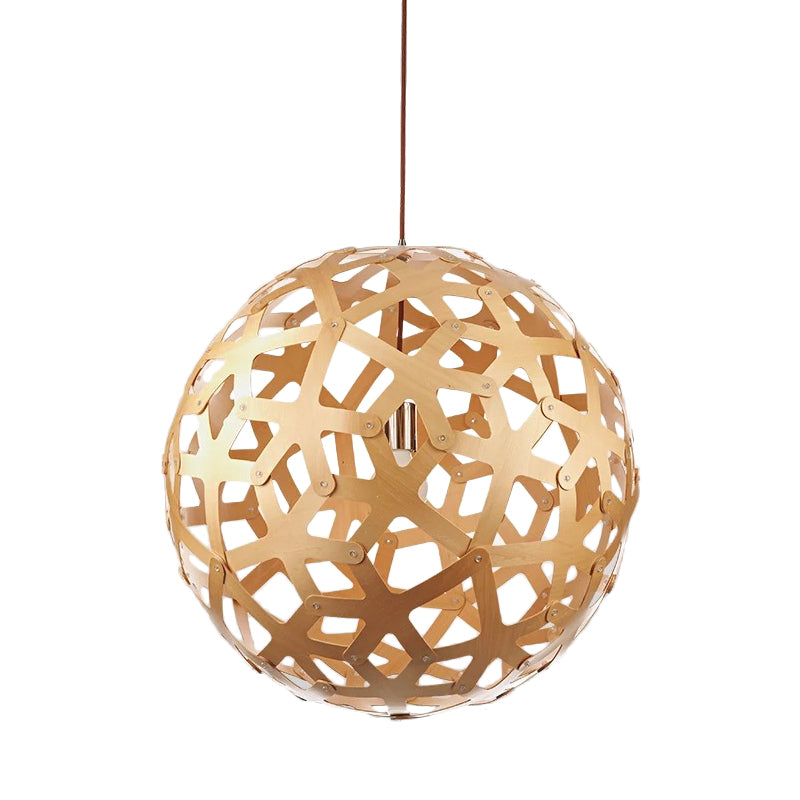 Globe/Oval/Pumpkin Bamboo Pendant Light Modern 1-Light Beige Suspended Lighting Fixture over Dining Table Beige G Clearhalo 'Ceiling Lights' 'Modern Pendants' 'Modern' 'Pendant Lights' 'Pendants' Lighting' 1958130