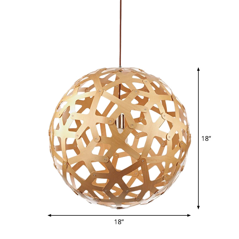Globe/Oval/Pumpkin Bamboo Pendant Light Modern 1-Light Beige Suspended Lighting Fixture over Dining Table Clearhalo 'Ceiling Lights' 'Modern Pendants' 'Modern' 'Pendant Lights' 'Pendants' Lighting' 1958132