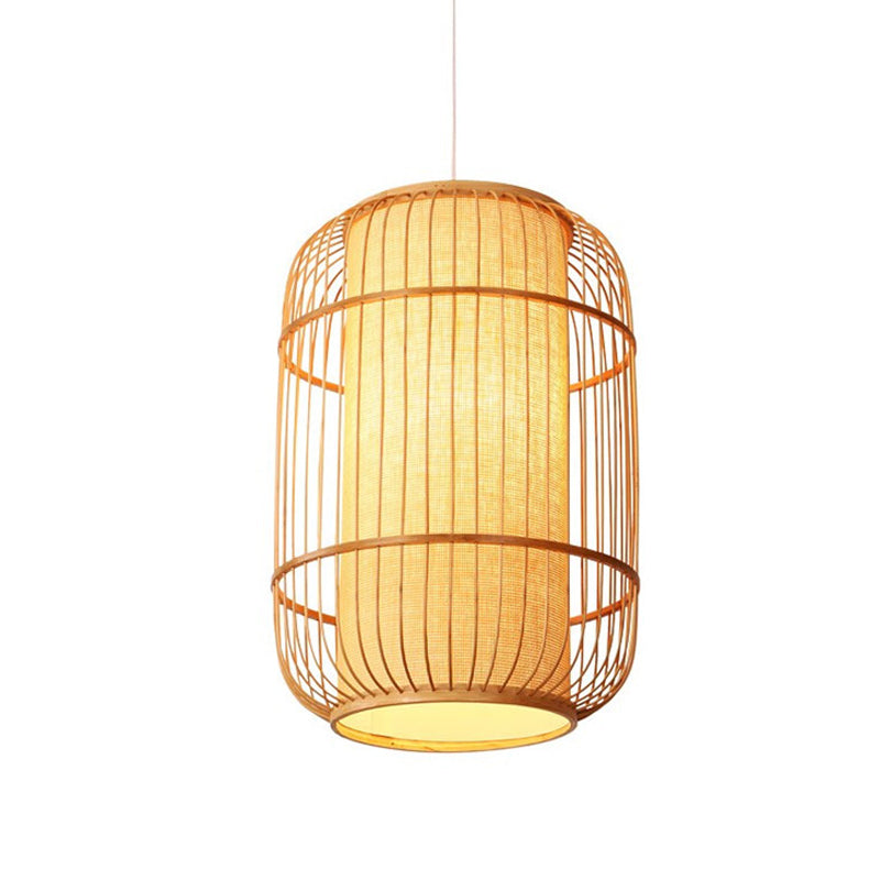 Elliptical Hanging Pendant Light Asian Bamboo 1 Bulb Living Room Small/Medium/Large Ceiling Hang Lamp in Beige Clearhalo 'Ceiling Lights' 'Modern Pendants' 'Modern' 'Pendant Lights' 'Pendants' Lighting' 1958152