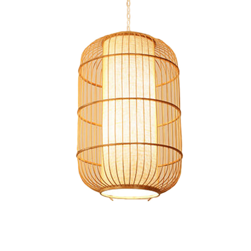 Elliptical Hanging Pendant Light Asian Bamboo 1 Bulb Living Room Small/Medium/Large Ceiling Hang Lamp in Beige Clearhalo 'Ceiling Lights' 'Modern Pendants' 'Modern' 'Pendant Lights' 'Pendants' Lighting' 1958155
