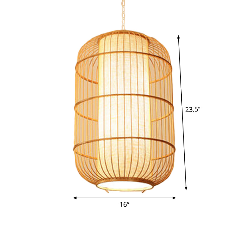 Elliptical Hanging Pendant Light Asian Bamboo 1 Bulb Living Room Small/Medium/Large Ceiling Hang Lamp in Beige Clearhalo 'Ceiling Lights' 'Modern Pendants' 'Modern' 'Pendant Lights' 'Pendants' Lighting' 1958156