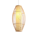 Asian 1-Head Pendant Light Fixture Beige Oval Ceiling Suspension Lamp with Bamboo Shade, 14"/19.5"/31.5" Wide Clearhalo 'Ceiling Lights' 'Modern Pendants' 'Modern' 'Pendant Lights' 'Pendants' Lighting' 1958162