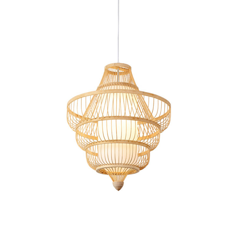 Diamond/Drum/Barrel Drop Pendant Asian Style Bamboo 1-Light Restaurant Hanging Light Kit in Beige Clearhalo 'Ceiling Lights' 'Modern Pendants' 'Modern' 'Pendant Lights' 'Pendants' Lighting' 1958177