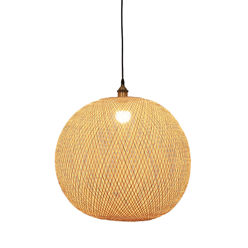 12"/14"/21.5" W 1 Bulb Dining Room Pendant Lamp Asian Beige Suspension Light with Ellipse Bamboo Shade Beige 21.5" Clearhalo 'Ceiling Lights' 'Modern Pendants' 'Modern' 'Pendant Lights' 'Pendants' Lighting' 1958209
