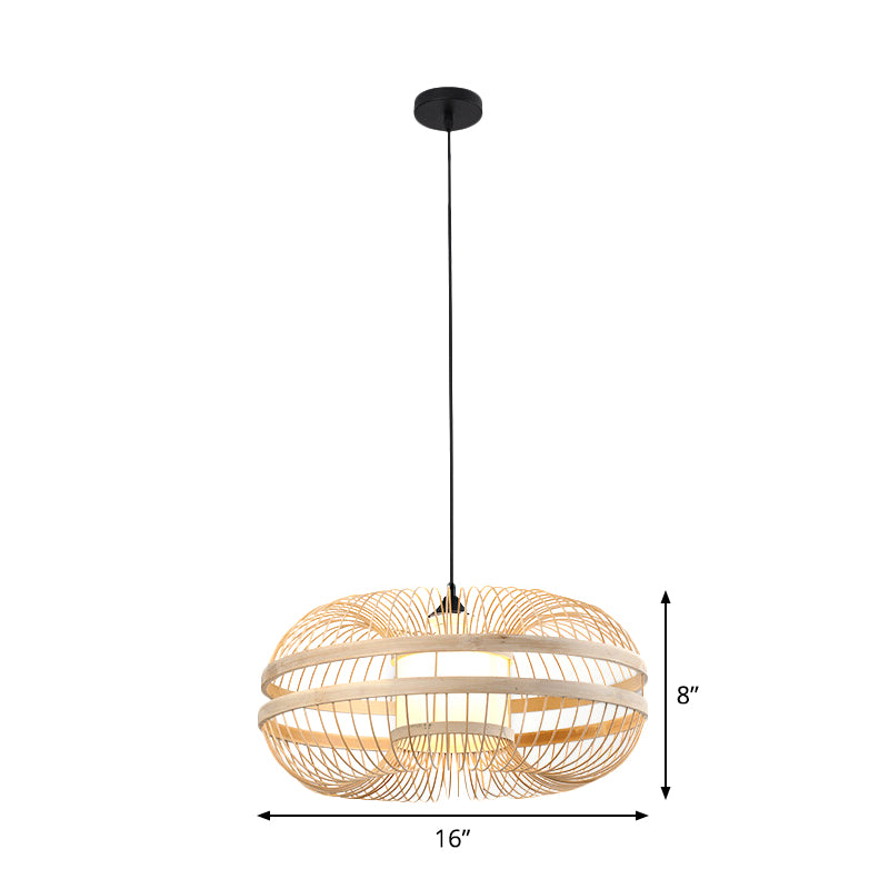 Bamboo Cylinder/Lantern/Drum Pendant Japanese Style 1 Bulb Hanging Ceiling Light in Beige for Restaurant Clearhalo 'Ceiling Lights' 'Modern Pendants' 'Modern' 'Pendant Lights' 'Pendants' Lighting' 1958215