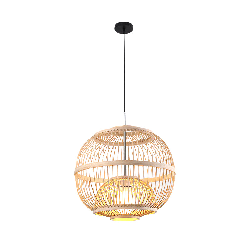 Bamboo Cylinder/Lantern/Drum Pendant Japanese Style 1 Bulb Hanging Ceiling Light in Beige for Restaurant Beige G Clearhalo 'Ceiling Lights' 'Modern Pendants' 'Modern' 'Pendant Lights' 'Pendants' Lighting' 1958216