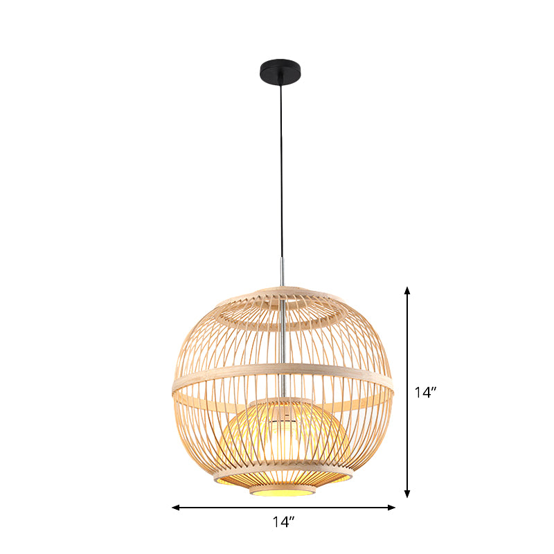 Bamboo Cylinder/Lantern/Drum Pendant Japanese Style 1 Bulb Hanging Ceiling Light in Beige for Restaurant Clearhalo 'Ceiling Lights' 'Modern Pendants' 'Modern' 'Pendant Lights' 'Pendants' Lighting' 1958217