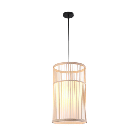 Bamboo Cylinder/Lantern/Drum Pendant Japanese Style 1 Bulb Hanging Ceiling Light in Beige for Restaurant Beige F Clearhalo 'Ceiling Lights' 'Modern Pendants' 'Modern' 'Pendant Lights' 'Pendants' Lighting' 1958218