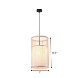 Bamboo Cylinder/Lantern/Drum Pendant Japanese Style 1 Bulb Hanging Ceiling Light in Beige for Restaurant Clearhalo 'Ceiling Lights' 'Modern Pendants' 'Modern' 'Pendant Lights' 'Pendants' Lighting' 1958219