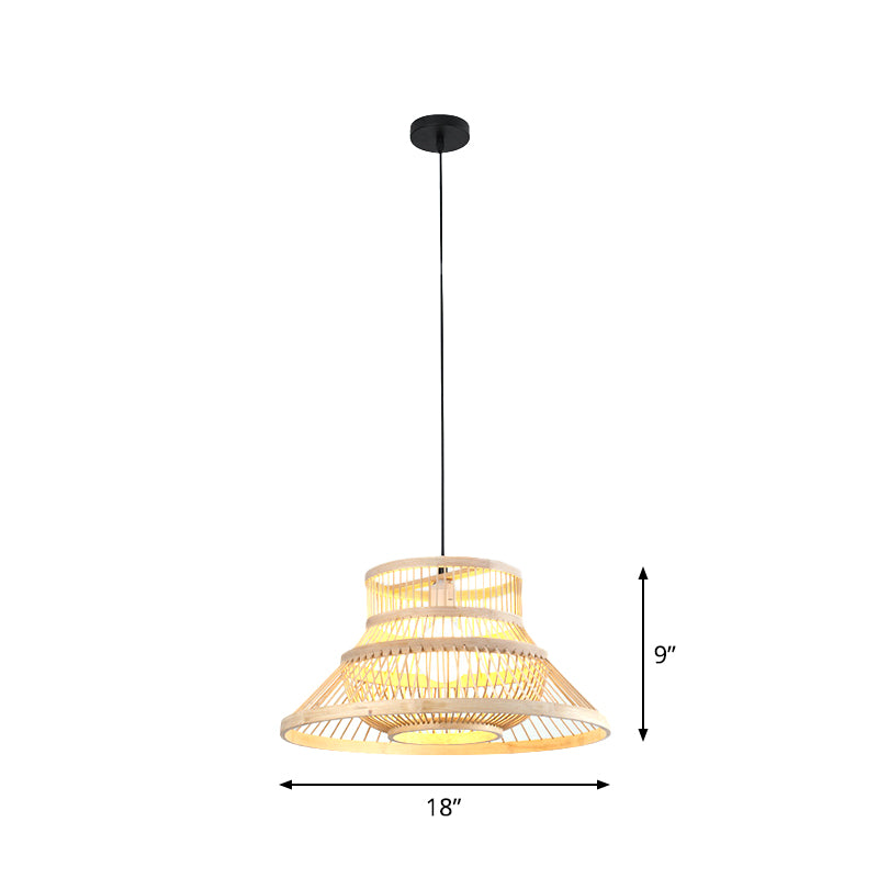 Bamboo Cylinder/Lantern/Drum Pendant Japanese Style 1 Bulb Hanging Ceiling Light in Beige for Restaurant Clearhalo 'Ceiling Lights' 'Modern Pendants' 'Modern' 'Pendant Lights' 'Pendants' Lighting' 1958227