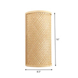 Half-Cylindrical Flush Mount Wall Light Minimalist Bamboo 1 Head Hallway Wall Sconce in Beige Clearhalo 'Modern wall lights' 'Modern' 'Wall Lamps & Sconces' 'Wall Lights' Lighting' 1958243