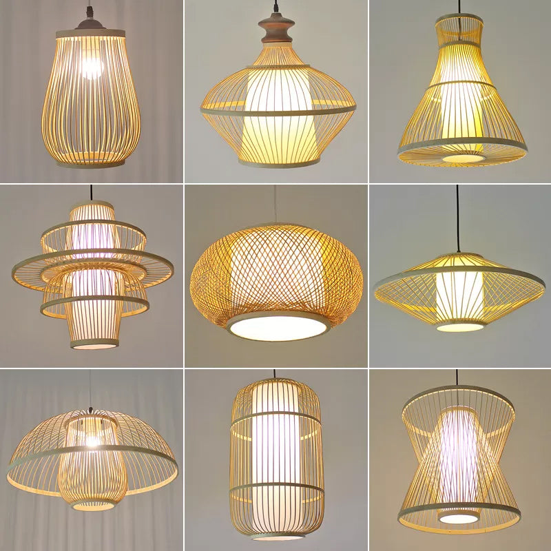 Funnel/Urn/Pear Ceiling Hang Light Asian Bamboo Single-Bulb Tearoom Hanging Pendant in Beige Clearhalo 'Ceiling Lights' 'Modern Pendants' 'Modern' 'Pendant Lights' 'Pendants' Lighting' 1958449