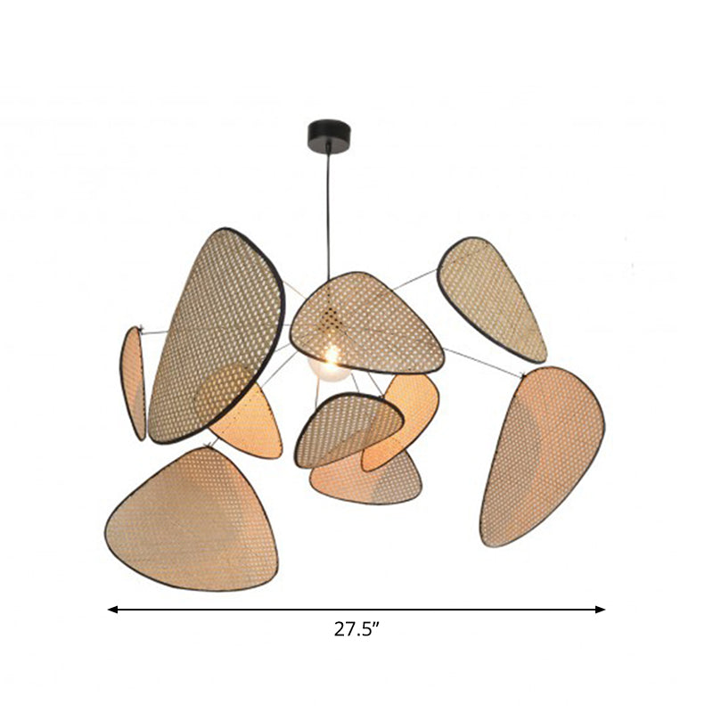 Hand-Worked Leaf Pendant Lighting Stylish Asian Bamboo 1 Bulb Beige Ceiling Suspension Lamp, 27.5"/31.5"/39" Wide Clearhalo 'Ceiling Lights' 'Modern Pendants' 'Modern' 'Pendant Lights' 'Pendants' Lighting' 1958557