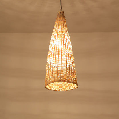 Beige Diamond/Bell/Onion Drop Pendant Asian Style 1 Bulb Bamboo Hanging Light Fixture for Tearoom Beige A Clearhalo 'Ceiling Lights' 'Modern Pendants' 'Modern' 'Pendant Lights' 'Pendants' Lighting' 1958598