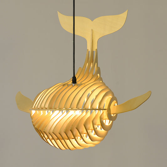 Whale Kids Bedside Down Lighting Pendant Wooden 1 Head Modern Hanging Lamp in Beige, 21.5"/31.5"/39" Wide Clearhalo 'Ceiling Lights' 'Modern Pendants' 'Modern' 'Pendant Lights' 'Pendants' Lighting' 1958659
