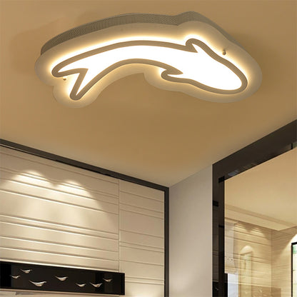 Nordic Dolphin Ceiling Lights Acrylic Flush Ceiling Lights in White for Kid Bedroom 1 White Clearhalo 'Ceiling Lights' 'Close To Ceiling Lights' 'Close to ceiling' 'Flush mount' Lighting' 195892