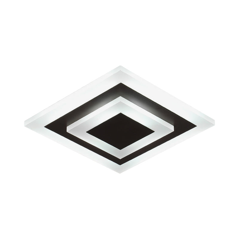 Round/Square Small Ceiling Lamp Simple Style Acrylic White/Coffee LED Flushmount in Warm/White Light for Corridor Clearhalo 'Ceiling Lights' 'Close To Ceiling Lights' 'Close to ceiling' 'Flush mount' Lighting' 1958928