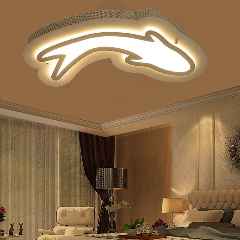 Nordic Dolphin Ceiling Lights Acrylic Flush Ceiling Lights in White for Kid Bedroom Clearhalo 'Ceiling Lights' 'Close To Ceiling Lights' 'Close to ceiling' 'Flush mount' Lighting' 195893