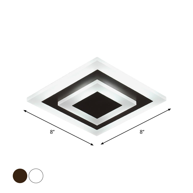 Round/Square Small Ceiling Lamp Simple Style Acrylic White/Coffee LED Flushmount in Warm/White Light for Corridor Clearhalo 'Ceiling Lights' 'Close To Ceiling Lights' 'Close to ceiling' 'Flush mount' Lighting' 1958930