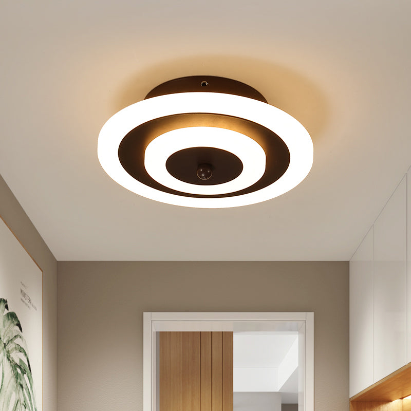 Round/Square Small Ceiling Lamp Simple Style Acrylic White/Coffee LED Flushmount in Warm/White Light for Corridor Coffee Round Clearhalo 'Ceiling Lights' 'Close To Ceiling Lights' 'Close to ceiling' 'Flush mount' Lighting' 1958931