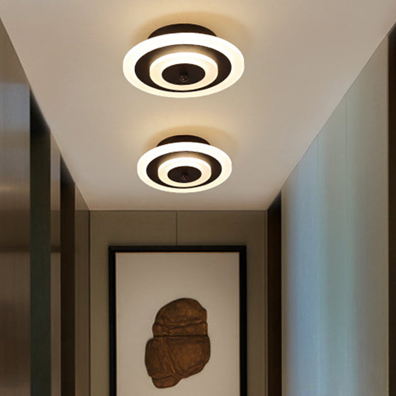 Round/Square Small Ceiling Lamp Simple Style Acrylic White/Coffee LED Flushmount in Warm/White Light for Corridor Clearhalo 'Ceiling Lights' 'Close To Ceiling Lights' 'Close to ceiling' 'Flush mount' Lighting' 1958933