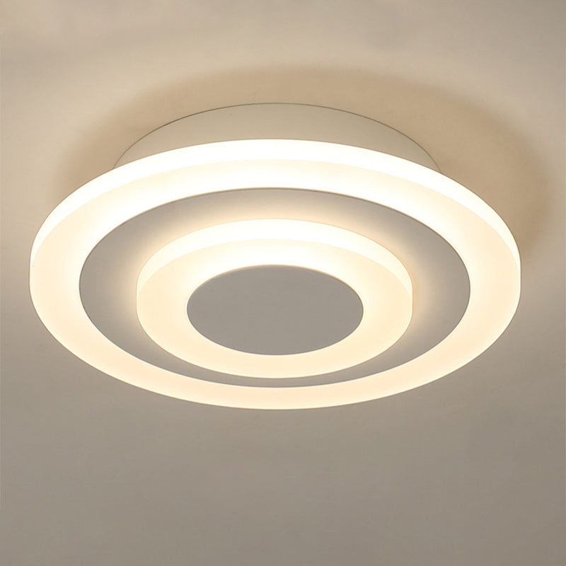 Round/Square Small Ceiling Lamp Simple Style Acrylic White/Coffee LED Flushmount in Warm/White Light for Corridor Clearhalo 'Ceiling Lights' 'Close To Ceiling Lights' 'Close to ceiling' 'Flush mount' Lighting' 1958943