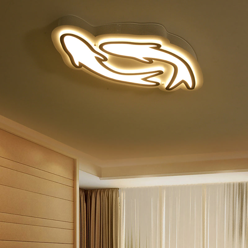 Nordic Dolphin Ceiling Lights Acrylic Flush Ceiling Lights in White for Kid Bedroom 2 White Clearhalo 'Ceiling Lights' 'Close To Ceiling Lights' 'Close to ceiling' 'Flush mount' Lighting' 195897