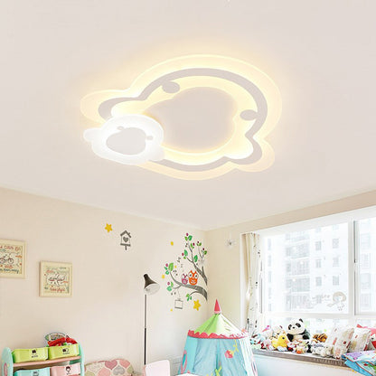 Ultra-Thin Nordic LED Ceiling Lamp White Triangle/Loving Heart/Star Flush Mount Light with Acrylic Shade, Warm/White Light White Penguin Clearhalo 'Ceiling Lights' 'Close To Ceiling Lights' 'Close to ceiling' 'Flush mount' Lighting' 1959033