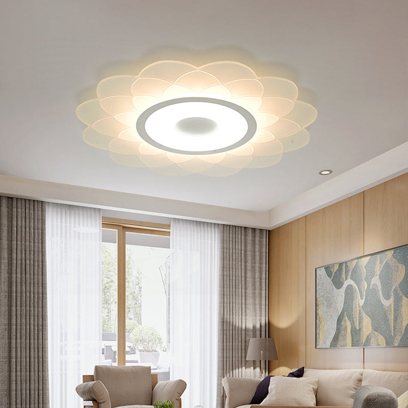 White Blossom Flower Flush Mounted Light Modernist 16.5"/20.5"/31" Wide LED Acrylic Ceiling Lighting in Warm/White Light White Clearhalo 'Ceiling Lights' 'Close To Ceiling Lights' 'Close to ceiling' 'Flush mount' Lighting' 1959051
