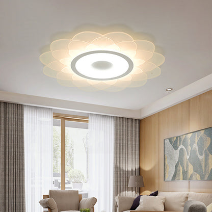 White Blossom Flower Flush Mounted Light Modernist 16.5"/20.5"/31" Wide LED Acrylic Ceiling Lighting in Warm/White Light White Clearhalo 'Ceiling Lights' 'Close To Ceiling Lights' 'Close to ceiling' 'Flush mount' Lighting' 1959051