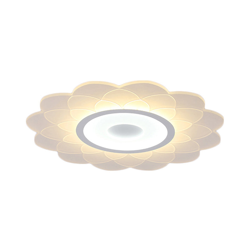 White Blossom Flower Flush Mounted Light Modernist 16.5"/20.5"/31" Wide LED Acrylic Ceiling Lighting in Warm/White Light Clearhalo 'Ceiling Lights' 'Close To Ceiling Lights' 'Close to ceiling' 'Flush mount' Lighting' 1959054
