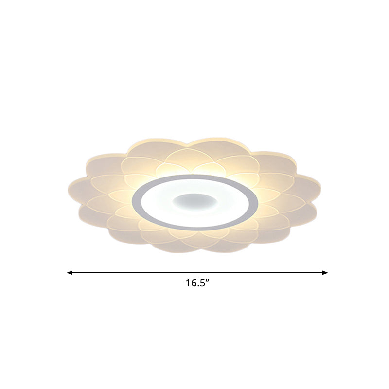 White Blossom Flower Flush Mounted Light Modernist 16.5"/20.5"/31" Wide LED Acrylic Ceiling Lighting in Warm/White Light Clearhalo 'Ceiling Lights' 'Close To Ceiling Lights' 'Close to ceiling' 'Flush mount' Lighting' 1959055