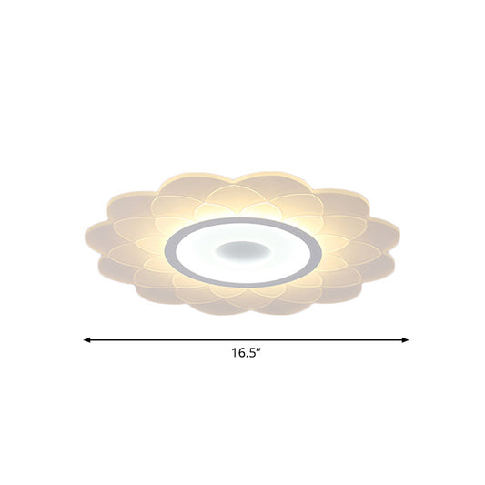 White Blossom Flower Flush Mounted Light Modernist 16.5"/20.5"/31" Wide LED Acrylic Ceiling Lighting in Warm/White Light Clearhalo 'Ceiling Lights' 'Close To Ceiling Lights' 'Close to ceiling' 'Flush mount' Lighting' 1959055