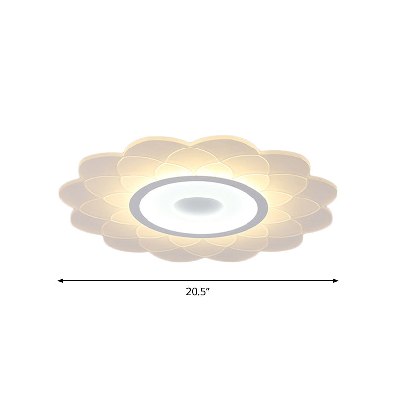 White Blossom Flower Flush Mounted Light Modernist 16.5"/20.5"/31" Wide LED Acrylic Ceiling Lighting in Warm/White Light Clearhalo 'Ceiling Lights' 'Close To Ceiling Lights' 'Close to ceiling' 'Flush mount' Lighting' 1959056