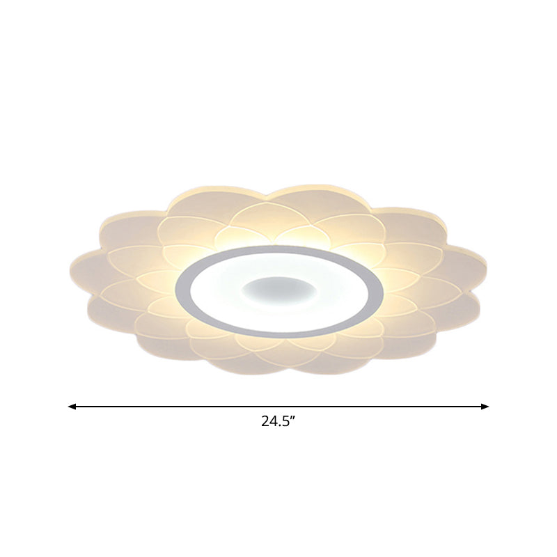 White Blossom Flower Flush Mounted Light Modernist 16.5"/20.5"/31" Wide LED Acrylic Ceiling Lighting in Warm/White Light Clearhalo 'Ceiling Lights' 'Close To Ceiling Lights' 'Close to ceiling' 'Flush mount' Lighting' 1959057