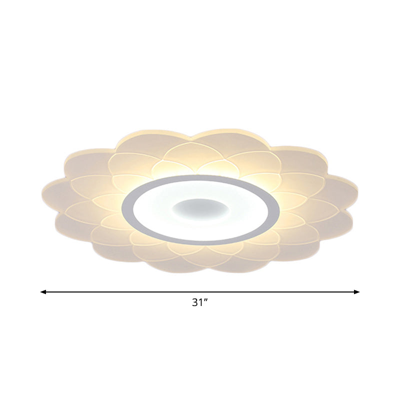 White Blossom Flower Flush Mounted Light Modernist 16.5"/20.5"/31" Wide LED Acrylic Ceiling Lighting in Warm/White Light Clearhalo 'Ceiling Lights' 'Close To Ceiling Lights' 'Close to ceiling' 'Flush mount' Lighting' 1959058