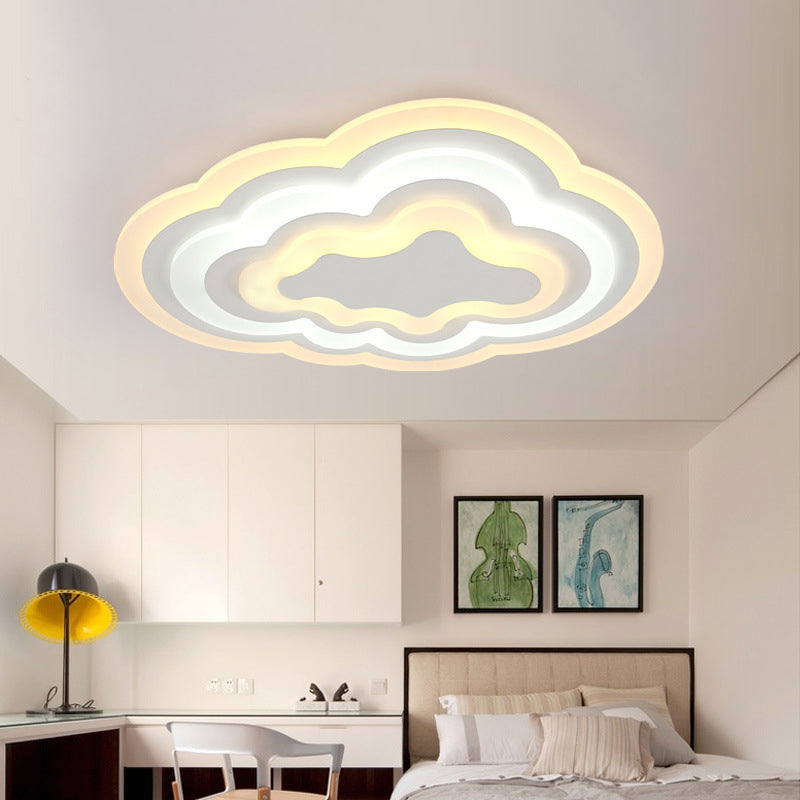 Cartoon Cloud Flush Ceiling Light Acrylic Child Bedroom LED Flushmount Lighting in Warm/White Light, 19.5"/23.5"/31" Width Clearhalo 'Ceiling Lights' 'Close To Ceiling Lights' 'Close to ceiling' 'Flush mount' Lighting' 1959112