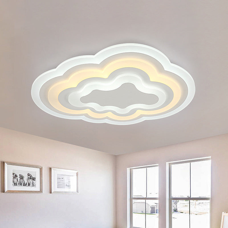 Cartoon Cloud Flush Ceiling Light Acrylic Child Bedroom LED Flushmount Lighting in Warm/White Light, 19.5"/23.5"/31" Width Clearhalo 'Ceiling Lights' 'Close To Ceiling Lights' 'Close to ceiling' 'Flush mount' Lighting' 1959113