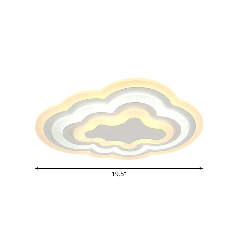 Cartoon Cloud Flush Ceiling Light Acrylic Child Bedroom LED Flushmount Lighting in Warm/White Light, 19.5"/23.5"/31" Width Clearhalo 'Ceiling Lights' 'Close To Ceiling Lights' 'Close to ceiling' 'Flush mount' Lighting' 1959115